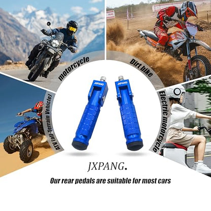 Universal Motorcycle Bicycle Folding Passenger Foot Pegs M8 Rearsets Rear Set Footrests Footpeg Foot Rest Peg Pedals For Bike Install Hole 8mm (Blue) - color: Blue