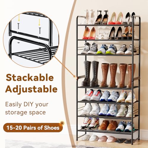 Simple Shoe Rack, 4 Tier Heavy Duty Metal Shoe Shelf 27 Inch Wide, Black - color: Black, size: 4 Tier(27 Inch)