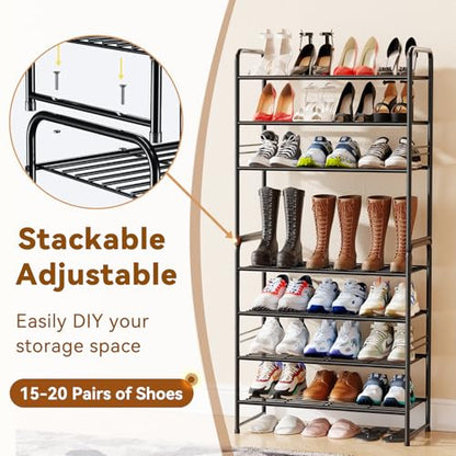 Simple Shoe Rack, 4 Tier Heavy Duty Metal Shoe Shelf 27 Inch Wide, Black - color: Black, size: 4 Tier(27 Inch)