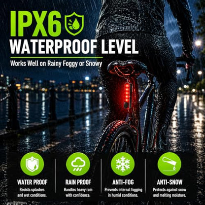 Rechargeable LED Bike Tail Light, IPX6 Waterproof 5 Lighting Modes Rear Safety Light, Helmet Light for Road Mountain Bikes, Electric Scooter,Bike Lighting Parts & Accessories