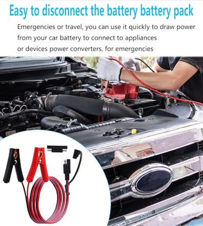 ‎LANMINGLEL SAE to Battery Alligator Clip,14AWG 12V 24V Battery Crocodile Clip to SAE Connector Extension Cable with Polarity Reverse Adapter for Motorcycles,Car,Solar Power Charging (1M) A - size: 1M, style: SAE to Battery Alligator Clip A