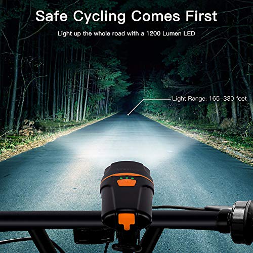 Bike Lights, Super Bright Bike Front Light 1200 Lumen, IPX6 Waterproof 6 Modes Cycling Light Flashlight Torch with USB Rechargeable Tail Light(USB Cable Included) - color: new