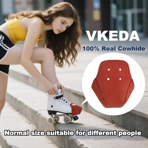 100% Real Cowhide | Toe Cap Guard Protectors | Roller Skate Derby Speed 1 Pair(Red) - color: Red
