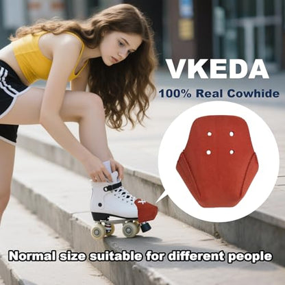 100% Real Cowhide | Toe Cap Guard Protectors | Roller Skate Derby Speed 1 Pair(Red) - color: Red