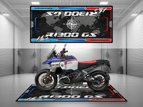 MPM Motorcycle Mat for R1300 GS Adventure - Washable Non - Slip Oil & Water Resistant Parking Pitmat for Garage, Showroom, Workshop Use (GS Trophy 2, Size 1 : 86.6 x 39.4/220 x 100 cm) - color: GS Trophy 2, size: Size 1 : 86.6 x 39.4/220 x 100 cm