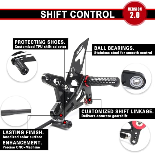 Arashi Version 2.0 Adjustable Rearsets for Honda CBR1000RR 2008-2011, Black - color: Black, size: CBR1000RR 2008-2011