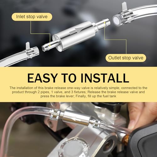 2PCS Brake Bleeder Hose, Motorcycle Hydraulic Brake System Bleeding Tools, One Way Check Valve Tube Bleeding Tool Kit for Motorcycle Clutch with 6 Nozzle Cap & Clamp