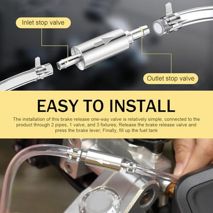 2PCS Brake Bleeder Hose, Motorcycle Hydraulic Brake System Bleeding Tools, One Way Check Valve Tube Bleeding Tool Kit for Motorcycle Clutch with 6 Nozzle Cap & Clamp