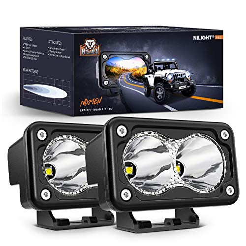 Nilight 2PCS 3Inch Motorcycle Led Pods 1300LM Built-in EMC Driving Light Super Spotlight Offroad Fog Auxiliary Lamp for Motorbike SUV ATV Truck Boat Tractor Forklift - color: White