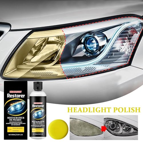 Headlight Restoration Kit - 100ml Removes Oxidation and Yellowing, Restores to Like-New, Increases Visibility and Brightness for Driving, Easy Application
