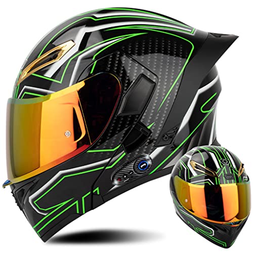Bluetooth Modular Helmet With Dual Anti-Fog Visors and Tail - Full Face Flip-Up for Adult Men Women, Motocross Racing, Mountain, Downhill - DOT Approved (H, Small) - color: H, size: Small
