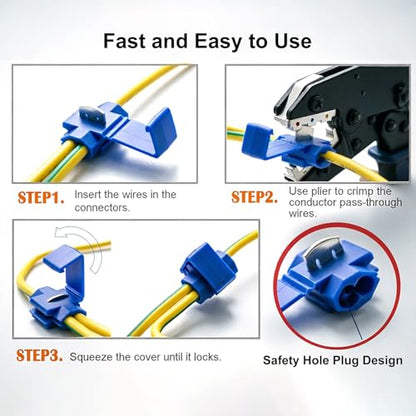60PCS Solderless Quick Splice Wire Connectors, 22-10 AWG Lock Snap Electrical Wire Connector(22-18AWG Red 20PCS, 18-14AWG Blue 30PCS, 12-10AWG Yellow 10PCS) - style: 22-10 AWG Kit