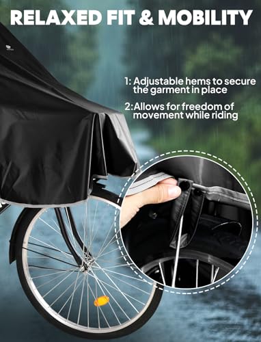 ANYOO Waterproof Rain Poncho Bike Bicycle Rain Capes Lightweight Compact Reusable for Adults - color: Black