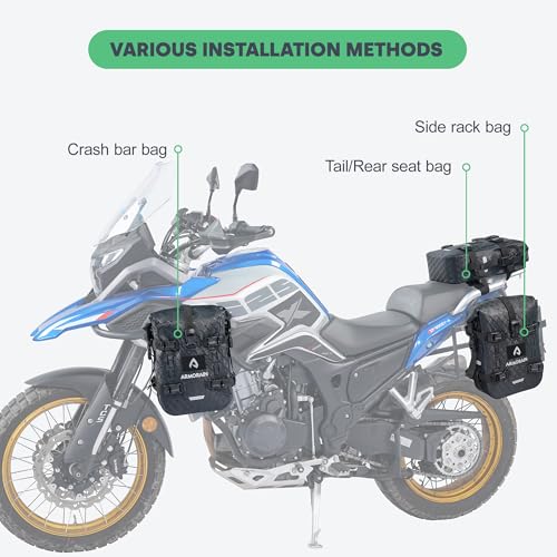 Motorcycle Crash Bar Bag Waterproof Storage Capacity 6L/8L Bumper pack Fender pouch Universal motor kit bags (8L Black Imitation Carbon Fiber) - color: 8L Black Imitation Carbon Fiber