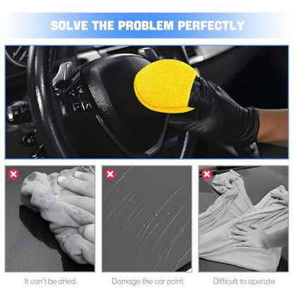 Hovom 6PCS Microfiber Wax Applicator, 5" Round Applicator Pads, Soft Automotive Waxing Foam Pads, Buffing Pads for Car Cleaning, Polishing and Detailing, Reusable Car Wash Sponge (Yellow) - color: Yellow