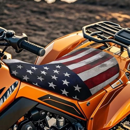 SEANATIVE American Flag ATV Seat Cover Four Wheeler Seat Cover Water-Resistant Universal Compatible with Most Motorcycle Seat Cushion Breathable ATV Seat Padded Protector - color: American Flag
