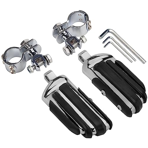 VGMOTO Motorcycle 1.25" Highway Footpegs Adjustable Foot Pegs Footrests with Clamps Mounts kit Compatible with Harley Touring Sportster Softail Road Glide Street Glide with 1 1/4 inch Engine Guard - color: Chrome-Style D