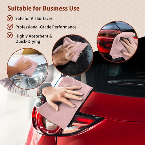 H4N Microfiber Cleaning Cloth Roll, 85 Pack Micro Fiber Wash Cloths for Car, Tear Away Towels, Ultra Absorbent Dish Rags, Non-Abrasive, Reusable and Washable Household Supplies, 11.81" x 11.81", Pink - color: Pink