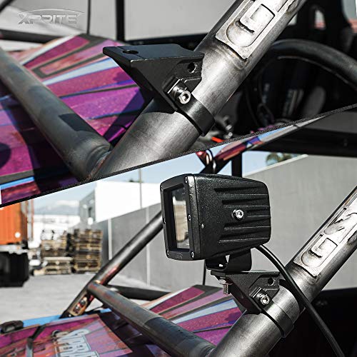 Xprite 1.75 Inch Roll Bar Mounting Brackets, Universal Adjustable LED Light Bar Brackets, Roll Cage & Bull Clip Holder for UTV ATV Can Am Maverick X3 Polaris RZR XP Side by Side and More Models - size: 1.75 inch