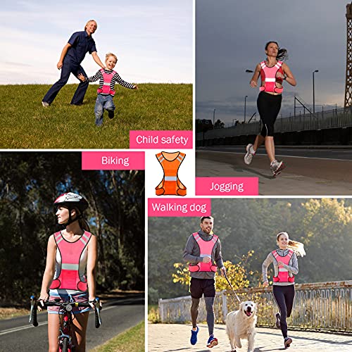 TCCFCCT Reflective Running Vest, High Visibility Running Gear with Large Pocket - color: 1 Pack Mesh Pink