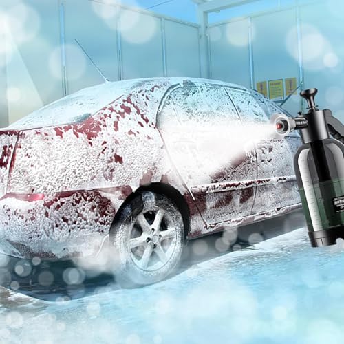 Pump Foam Sprayer Hand Pressure, 2L Snow Foam Sprayer - Car Wash Manual F-oam Bottle Soap S-prayer for Lawn Garden Cleaning Car Detailing & Washing,60° Wide Spraying Nozzles Pressure Washer Attachment - color: O-rdinary foam spray can