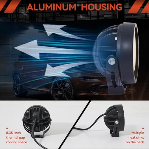 2Pcs 4.5inch 120W LED Light Pods with Amber Covers, 12000LM Yellow Fog Light Pods LED Light Bar Offroad Driving Lights,for Jeep Wrangler Truck Car ATV SUV Motorcycle Cabin Boat (2Pcs 4.5Inch Lights) - size: 2Pcs 4.5Inch Lights