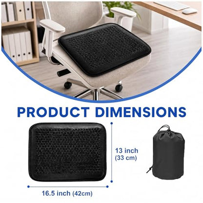 Gel Seat Cushion, Cooling Honeycomb Breathable Seat Pad 16.5x13In Black Portable, Storage, Pressure Relief Support, Breathable Quick-Dry Mesh, Office、Car、Wheelchair Use, 16.5x13In Washable, Grey - color: Black