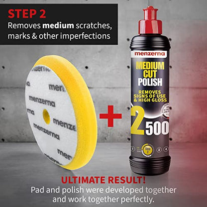 MENZERNA 4 Pcs 6 Inch Premium Polishing Pad Kit I Scratch Repair, Fine Polishing, Shine & Sealing I Body Repair Buffing & Polishing Pads with Safety Edge & Velcro Attachment I Washable & Long Lasting