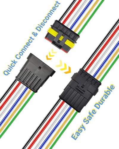 14 AWG 6 Pin Waterproof Connector, 6 Wire Automotive Waterproof Electrical Connectors, 14 Gauge Male and Female Way Connectors Harness 12V Quick Connect for Car Truck Boat Motorcycle -3 Pack - size: 6 Pin