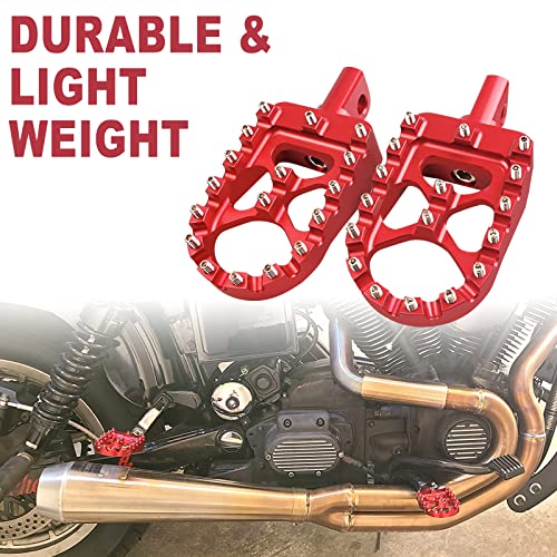 MDPROMCP CNC Motorcycle Wide Foot Pegs Aluminum 360° Roating Adjustable Suitable Compaitble with Dyna Fatboy Iron 883 Sportster 883(Red) - color: Red