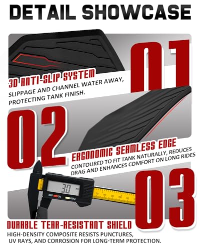 Motorcycle SideTank Pad Compatible with Kawasaki KLR650 KLR 650 2022-2024, Gas Oil Fuel Tank Pad,Rubber Decal Tank Protector, Anti-Slip Scratch-Resistant Protector Sticker (pre-applied adhesive)