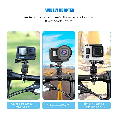 Forevercam Bike Handlebar Mount for Gopro Hero 13 12 11 10 9 8 DJI Osmo Insta360 AKASO and Other Action Camera Aluminum Motorcycle Handlebar Mount 360°Rotation