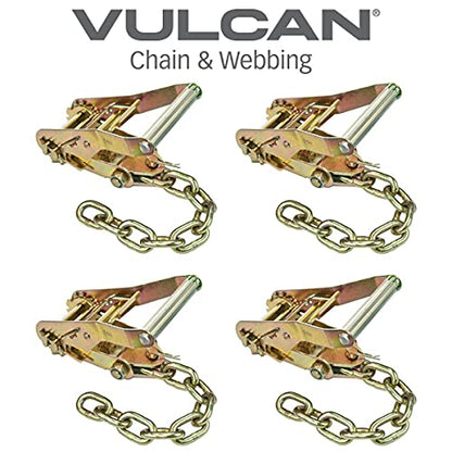 VULCAN Ratchet Buckle - 2 Inch Wide Handle with Chain Tail - 4 Pack - 3,300 Pound Safe Working Load - size: Chain Tail Classic (4- Pack)