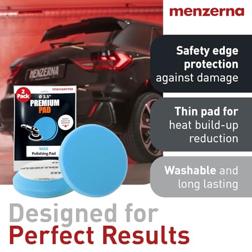 menzerna 3.5 Inch 2X Premium Polishing Pads for WAXING Sealing & Protection I Body Repair Buffing & Polishing Pads with Safety Edge & Velcro Attachment I Washable & Long Lasting - style: Waxing Pad