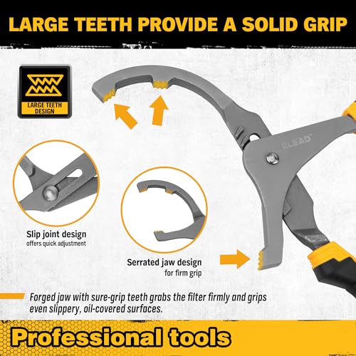 ELEAD Adjustable Oil Filter Wrench Set - 9" & 12" Pliers for Cars, Trucks, Motorcycles - Durable Carbon Steel, Ergonomic Grip, Easy Access Design - style: 9" & 12"