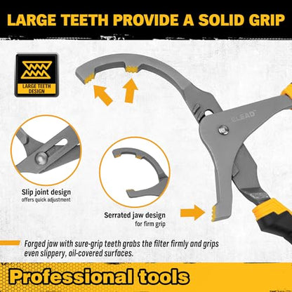 ELEAD Adjustable Oil Filter Wrench Set - 9" & 12" Pliers for Cars, Trucks, Motorcycles - Durable Carbon Steel, Ergonomic Grip, Easy Access Design - style: 9" & 12"