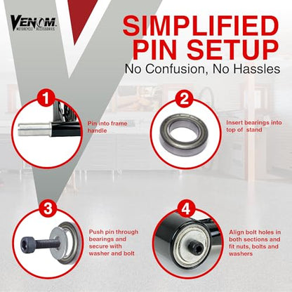Venom Single Sided Swingarm Motorcycle Stand Lift with 40.7 mm pin, Motorcycle Wheel Stand, Motorcycle Rear Stand, Lifting Accessories, Compatible with Ducati & Triumph Models