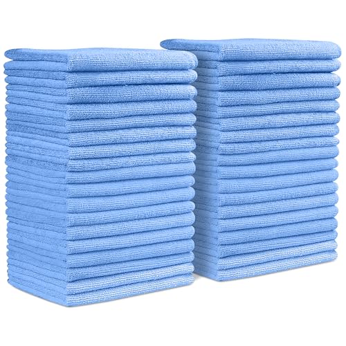 Microfiber Cleaning Cloths (Value Pack of 36) Size 16" x 16" Large, Highly Absorbent Cleaning Rags, Lint Free Towels, Reusable and Washable, Microfiber Towels for Cars - color: Blue