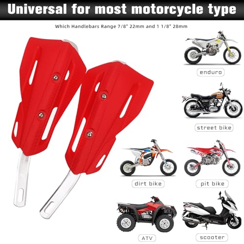 JFG RACING Motorcycle Hand Guards,Universal 7/8" 22mm and 1 1/8" 28mm Handle Bar Dirtbike Handguards for CRF CR XR 110 150 250 300 Dirt Bike Pit Bike Motocross Supermoto ATV Scooter Ebike-Red - color: red