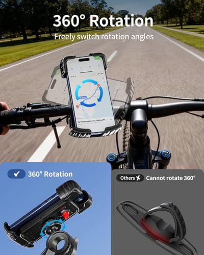 Motorcycle Bike Phone Holder, Phone Mount Holder for Bike/Motorcycle/Scooter, Gifts for iPhone 17/16/15/14 Pro Max, Suitable for iPhone and 4.7"-6.8" Smartphones