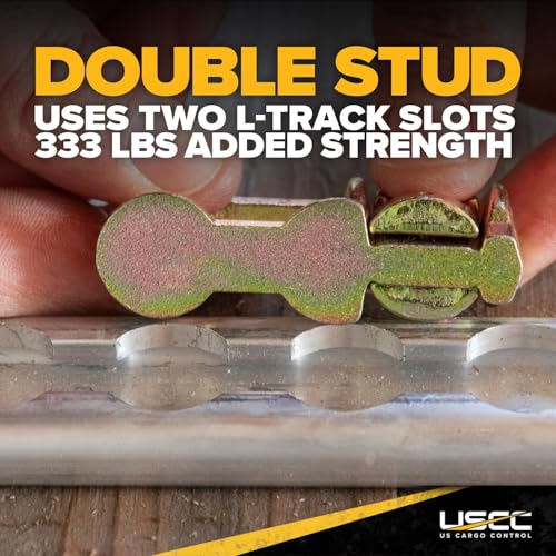 US Cargo Control L Track Double Stud Fitting (20 Pack) 5,000 Pounds Break Strength, Use with L Track Rails in Truck Bed or Trailer to tie Down ATV, Motorcycle, Automatic Locking with Spring Release - size: 20 units