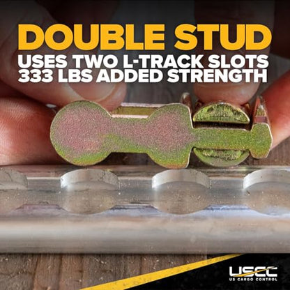 US Cargo Control L Track Double Stud Fitting (20 Pack) 5,000 Pounds Break Strength, Use with L Track Rails in Truck Bed or Trailer to tie Down ATV, Motorcycle, Automatic Locking with Spring Release - size: 20 units