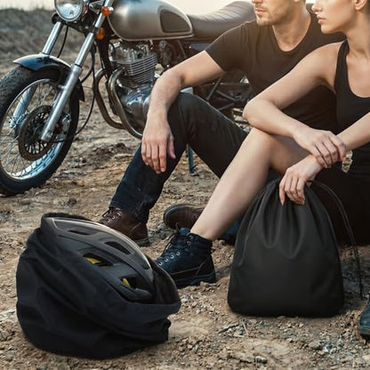 Skrfren Helmet Bags 2 Pack Motorcycle Helmets Protection Storage Bag with Drawstring Large Capacity Helmet Cover for Motorcycles, Skiing, Cycling, Travel (Black)