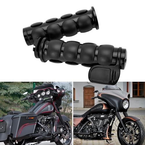 DREAMIZER 25.4MM Motorcycle Handlebar Grips 1 inch Compatible with Honda Shadow Spirit 750 Valkyrie Fury VTX1300 VTX1800 VT400 VT750 VT1100 - Smooth - style: Flat-black With Big Throttle