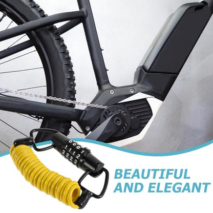 Happyyami Retractable Bike Cable Lock and Motorcycle Helmet Lock with Resettable Combination Password, Lightweight Steel Wire Anti-Theft Security for Road and Mountain Bikes, Scooter