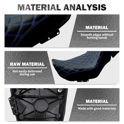 Motorcycle Driver Passenger Seat Two-up Seat Fit For Harley Nightster RH975 Nighster Special RH975S 2022-up (Blue Stitching) - color: Blue Stitching