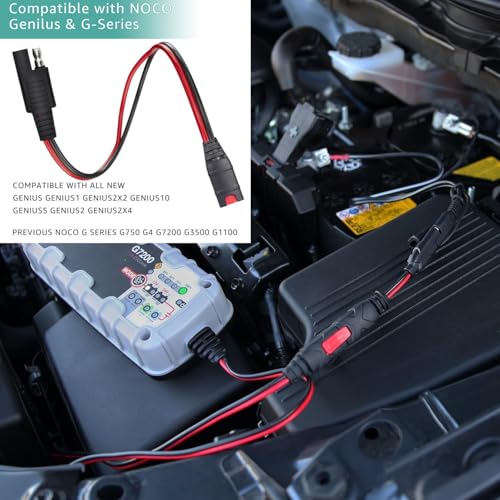 SAE Wiring Harness, Compatible with NOCO Genius 5 GC009 intelligent battery charger 4269, with 14AWG pure copper SAE connector tail fiber, used for motorcycle/ATV/UTV/car adapter connection components