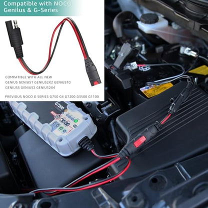 SAE Wiring Harness, Compatible with NOCO Genius 5 GC009 intelligent battery charger 4269, with 14AWG pure copper SAE connector tail fiber, used for motorcycle/ATV/UTV/car adapter connection components