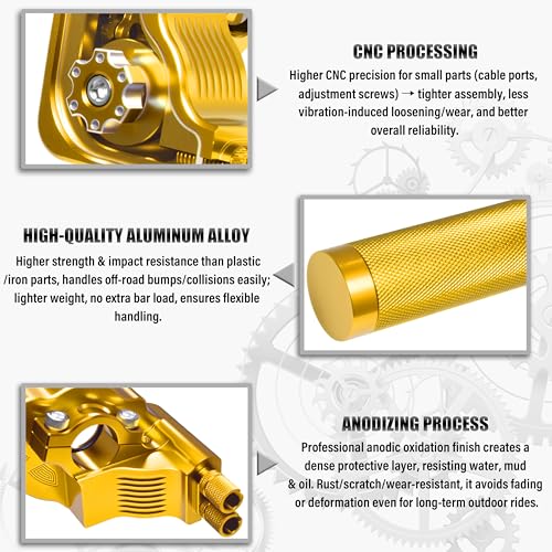 Universal 7/8" Big Twist Throttle Assembly, Dual Push-Pull Cable with Transparent Window for 110-650cc Dirt Pit Bike, Motocross, ATV & Quad, CNC Aluminum Quick Twister Throttle Grip (Gold) - color: Gold