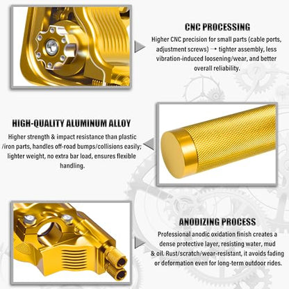 Universal 7/8" Big Twist Throttle Assembly, Dual Push-Pull Cable with Transparent Window for 110-650cc Dirt Pit Bike, Motocross, ATV & Quad, CNC Aluminum Quick Twister Throttle Grip (Gold) - color: Gold